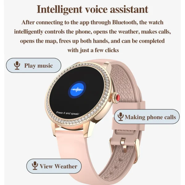 For Huawei Xiaomi Fashion Smart Watch Women 360*360 HD Screen Heart Rate Monitor Custom Dial Waterproof Voice Calling Smartwatch - Image 4