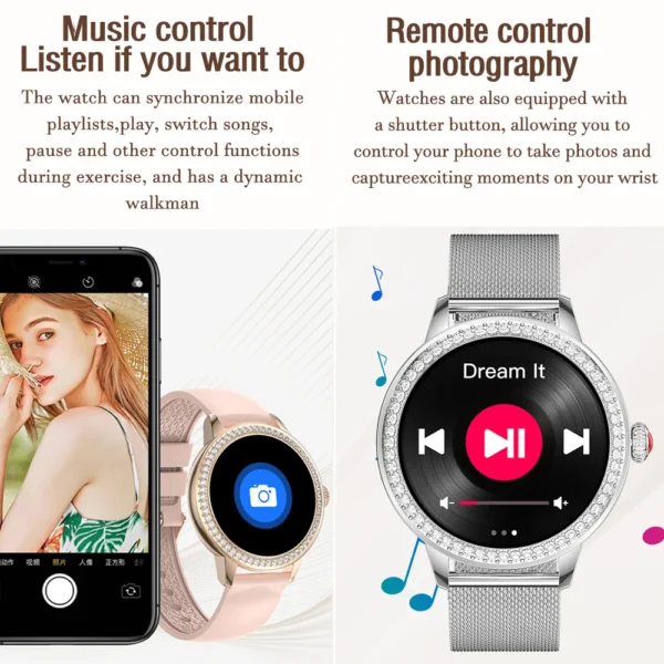 For Huawei Xiaomi Fashion Smart Watch Women 360*360 HD Screen Heart Rate Monitor Custom Dial Waterproof Voice Calling Smartwatch - Image 6