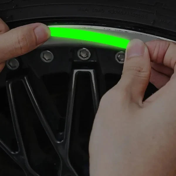 20Pcs Wheel Hub Reflective Sticker Rainbow Fluorescence Luminous Stripe Tape Car Motorcycle Decal Night Driving Safety Accessory - Image 4