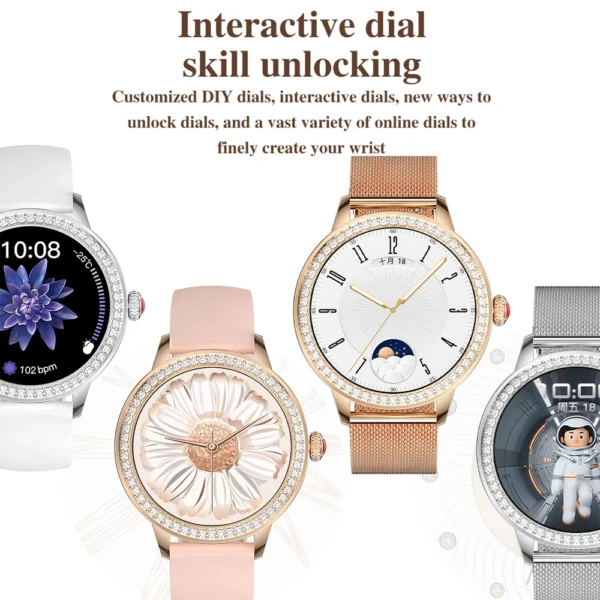 For Huawei Xiaomi Fashion Smart Watch Women 360*360 HD Screen Heart Rate Monitor Custom Dial Waterproof Voice Calling Smartwatch - Image 5