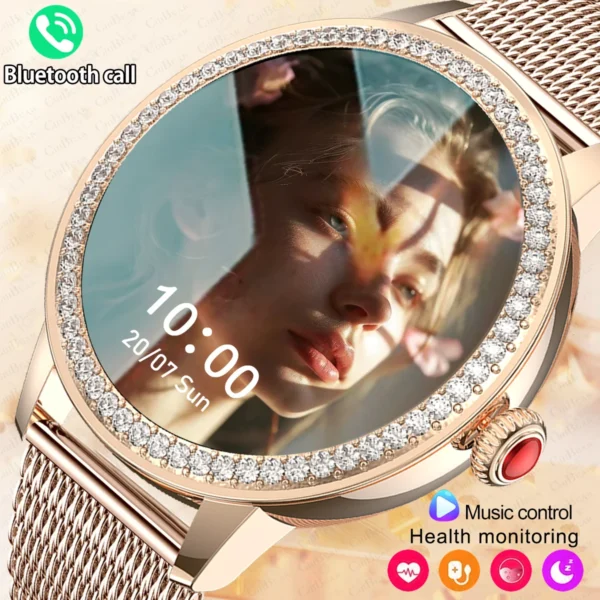 For Huawei Xiaomi Fashion Smart Watch Women 360*360 HD Screen Heart Rate Monitor Custom Dial Waterproof Voice Calling Smartwatch