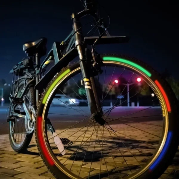 8Pcs/set Reflective Wheel Rims Stickers Motocross Bike Motorcycle Body Rim Stripe Tape Sticker Decorative Reflector Film Decals - Image 2