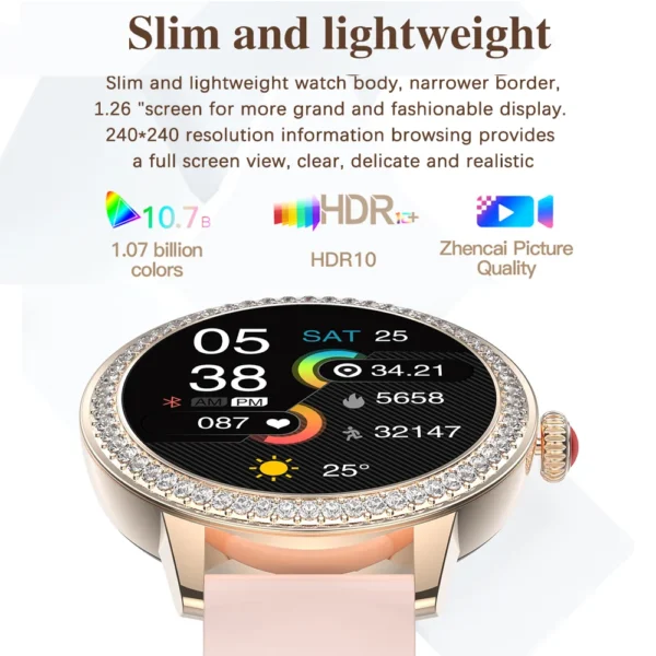 For Huawei Xiaomi Fashion Smart Watch Women 360*360 HD Screen Heart Rate Monitor Custom Dial Waterproof Voice Calling Smartwatch - Image 3